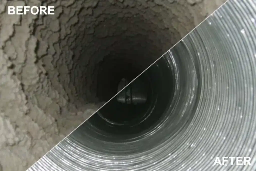 Dryer Duct before and after the Cleaning Process